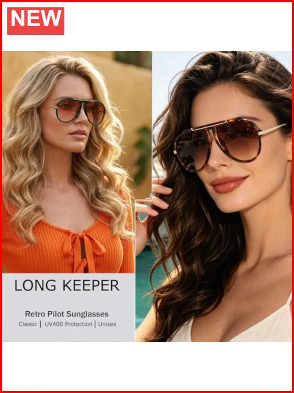 Oversized Retro Pilot Sunglasses for Women Men UV400 Driving Glasses